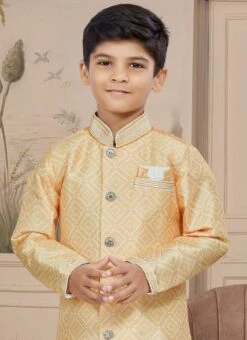 Orange Art Silk Embroidered Sherwani For Boys Festive Wear -Mahra Clothing Shop orange art silk embroidered sherwani for boys kdbmsgr601 b