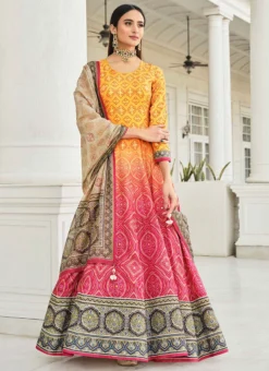Orange Art Silk Gown Party Wear -Mahra Clothing Shop orange art silk gown bgwrs47341002 u