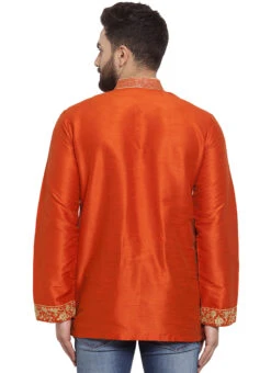 Orange Art Silk Kurta -Mahra Clothing Shop orange art silk kurta mmmdmf588 b