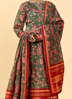 Orange Art Silk Printed Gown After Six Wear