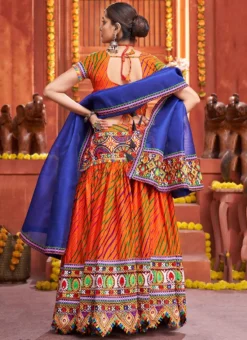 Orange Cotton Embroidery With Mirror Work Chaniya Choli Festive Wear -Mahra Clothing Shop orange cotton embroidery with mirror work chaniya choli ghska46577007 b