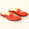 Orange Faux Leather Embroidered Mojri
