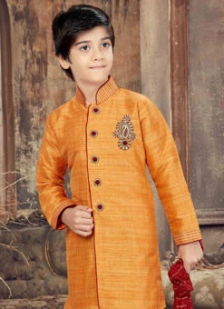 Orange Kids Embroidered Kurta Pyjama -Mahra Clothing Shop orange kids embroidered kurta pyjama kddss6049 b