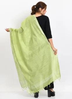 Parrot Green Linen Cotton Dupatta Work Wear -Mahra Clothing Shop parrot green linen cotton dupatta dpdmimfd164 b