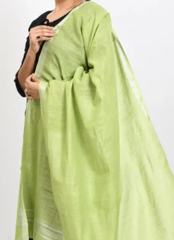 Parrot Green Linen Cotton Dupatta Work Wear