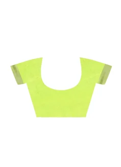 Parrot Green Linen Sari After Six Wear