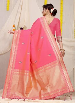 Patola Silk Light Pink Color Zari Weaving Saree Festive Wear -Mahra Clothing Shop patola silk light pink color zari weaving saree sasom111119 b