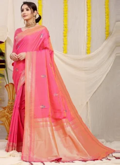 Patola Silk Light Pink Color Zari Weaving Saree Festive Wear -Mahra Clothing Shop patola silk light pink color zari weaving saree sasom111119 u