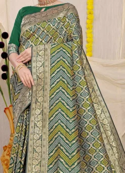 Patola Silk Paithani Silk Green Color Weaving Saree Festive Wear