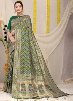 Patola Silk Paithani Silk Green Color Weaving Saree Festive Wear -Mahra Clothing Shop patola silk paithani silk green color weaving saree sasom78917 u