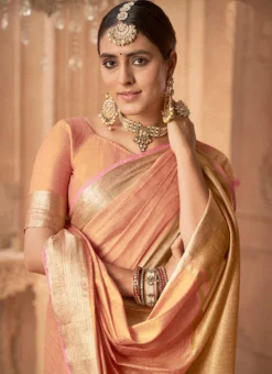 Peach Art Silk Banarasi Saree Festive Wear -Mahra Clothing Shop peach art silk banarasi saree samkns5146111 b