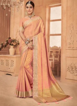 Peach Art Silk Banarasi Saree Festive Wear -Mahra Clothing Shop peach art silk banarasi saree samkns5146111 u
