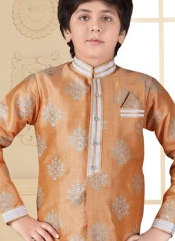 Peach Art Silk Indowestern Sherwani Set