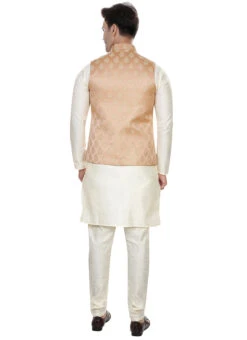 Peach Art Silk Jacquard Nehru Jacket -Mahra Clothing Shop peach art silk jacquard nehru jacket jmkmdc648 b