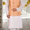 Peach Cotton Jacquard Nehru Jacket