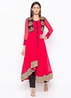 Peach Georgette Kurta Straight Pant Set Party Wear -Mahra Clothing Shop peach georgette kurta straight pant set krsmnkc2041 u