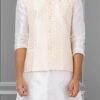 Peach Jacquard Silk Nehru Jacket
