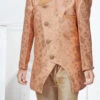 Peach Silk Jacquard Work Indowestern Sherwani Party Wear