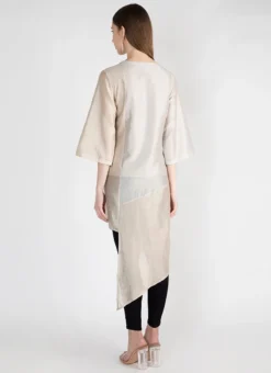 Peach Silk Kurta Straight Pant Set Work Wear -Mahra Clothing Shop peach silk kurta straight pant set krsdvcsvts32 b