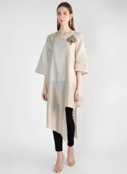 Peach Silk Kurta Straight Pant Set Work Wear -Mahra Clothing Shop peach silk kurta straight pant set krsdvcsvts32 u