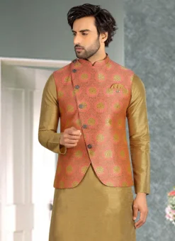 Pink Art Silk Bandhgala Jacket -Mahra Clothing Shop pink art silk bandhgala jacket jmkmdcj503 b