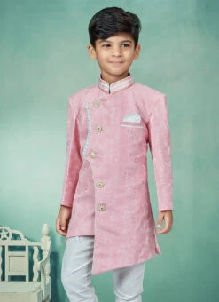 Pink Art Silk Jacquard Indowestern Sherwani Party Wear 5 Pink Art Silk Jacquard Indowestern Sherwani Party Wear -Mahra Clothing Shop pink art silk jacquard indowestern sherwani kdbmsgrk538 b