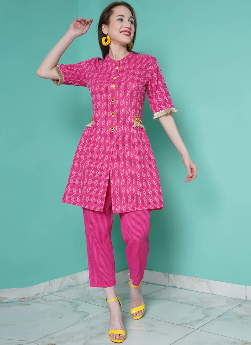 Pink Cotton Kurta Straight Pant Suit After Six Wear 3 Pink Cotton Kurta Straight Pant Suit After Six Wear - Image 3
