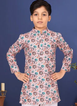 Pink Cotton Printed Boys Kurta Pyjama -Mahra Clothing Shop pink cotton printed boys kurta pyjama kdbmvs621 b