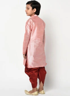 Pink Dupion Silk Embroidered Kurta Pyjama Party Wear -Mahra Clothing Shop pink dupion silk embroidered kurta pyjama kdbdmf7502epi b