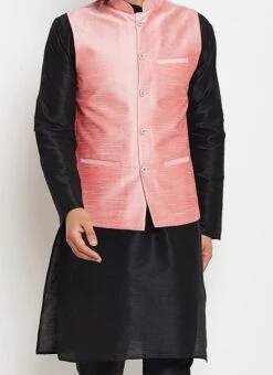 Pink Dupion Silk Nehru Jacket