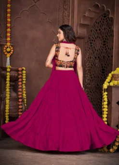 Pink Faux Crepe Bandhin Chaniya Choli Festive Wear -Mahra Clothing Shop pink faux georgette bandhin chaniya choli ghsacw7530 b