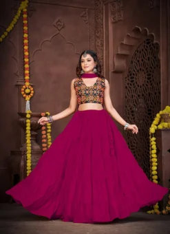 Pink Faux Crepe Bandhin Chaniya Choli Festive Wear -Mahra Clothing Shop pink faux georgette bandhin chaniya choli ghsacw7530 u
