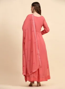Pink Faux Georgette Embroidered Anarkali Suit Party Wear -Mahra Clothing Shop pink faux georgette embroidered anarkali suit slsrf26998 b