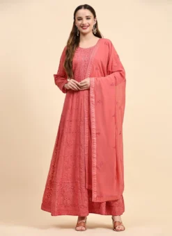 Pink Faux Georgette Embroidered Anarkali Suit Party Wear -Mahra Clothing Shop pink faux georgette embroidered anarkali suit slsrf26998 u