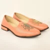 Pink Faux Leather Embroidered Mojri