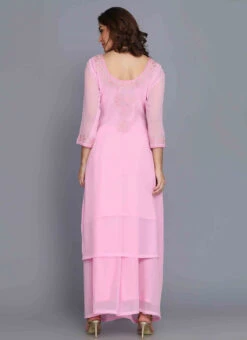 Pink Georgette Machine Embroidery Kurta Palazzo Set Party Wear 7 Pink Georgette Machine Embroidery Kurta Palazzo Set Party Wear -Mahra Clothing Shop pink georgette machine embroidery kurta palazzo set krskifh99660001322 b