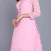 Pink Georgette Machine Embroidery Kurta Palazzo Set Party Wear