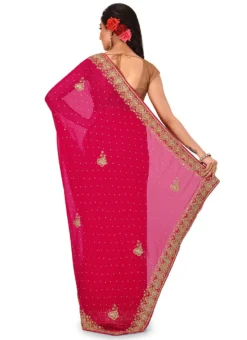 Pink Georgette Saree Festive Wear -Mahra Clothing Shop pink georgette saree sadsf3518 b