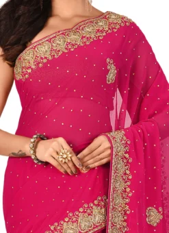 Pink Georgette Saree Festive Wear