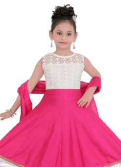 Pink N White Art Silk Teens Anarkali Suit -Mahra Clothing Shop pink n white art silk teens anarkali suit kdmrg119tn b