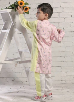 Pink N Yellow Pure Cotton Animal Printed Kurta Pyjama Party Wear 5 Pink N Yellow Pure Cotton Animal Printed Kurta Pyjama Party Wear -Mahra Clothing Shop pink n yellow pure cotton animal printed kurta pyjama kdbmfd004 b