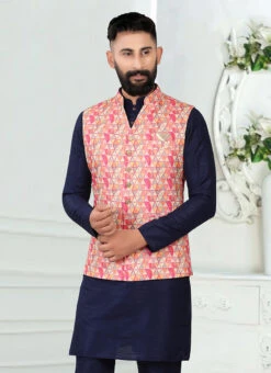 Pink Rayon Digital Printed Nehru Jacket -Mahra Clothing Shop pink rayon digital printed nehru jacket jmkmdc1318 b