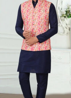 Pink Rayon Digital Printed Nehru Jacket