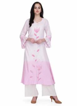 Pink Rayon Kurta Palazzo Set Work Wear -Mahra Clothing Shop pink rayon kurta palazzo set krsupifc951 u