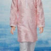 Pink Silk Dupion Printed Kids Kurta Pyjama Party Wear