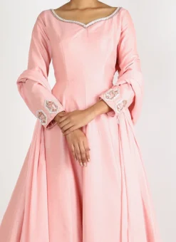Pink Silk Embroidered Anarkali Suit Party Wear
