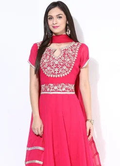 Pink Stones Worked Georgette Anarkali Suit -Mahra Clothing Shop pink stones worked georgette anarkali suit slnrrsm289 b