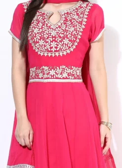 Pink Stones Worked Georgette Anarkali Suit