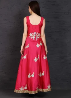 Pink Taffeta Anarkali Suit Party Wear -Mahra Clothing Shop pink taffeta anarkali suit slsifh990019 b