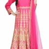Pink Taffeta Gold Zari Anarkali Suit Party Wear